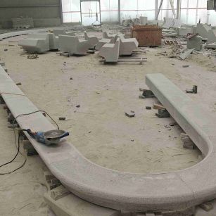 六安 芝麻白花岗岩弧形花坛石，坐凳石