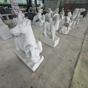 六安 芝麻白花岗岩造型立体雕刻——十二生肖