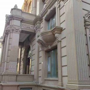 六安 黄金麻花岗岩光面别墅外墙干挂施工完成