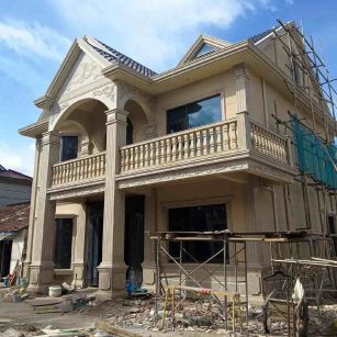 六安 黄金麻花岗岩石材私人别墅雕花门楼柱阳台栏杆