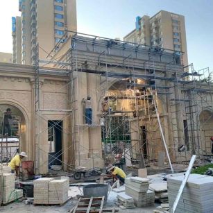 六安 黄金麻荔枝面花岗岩小区门楼外墙干挂