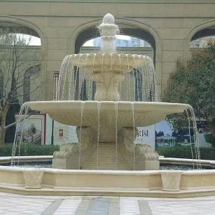 六安 黄金麻花岗岩异型加工——户外庭院石雕流水喷泉