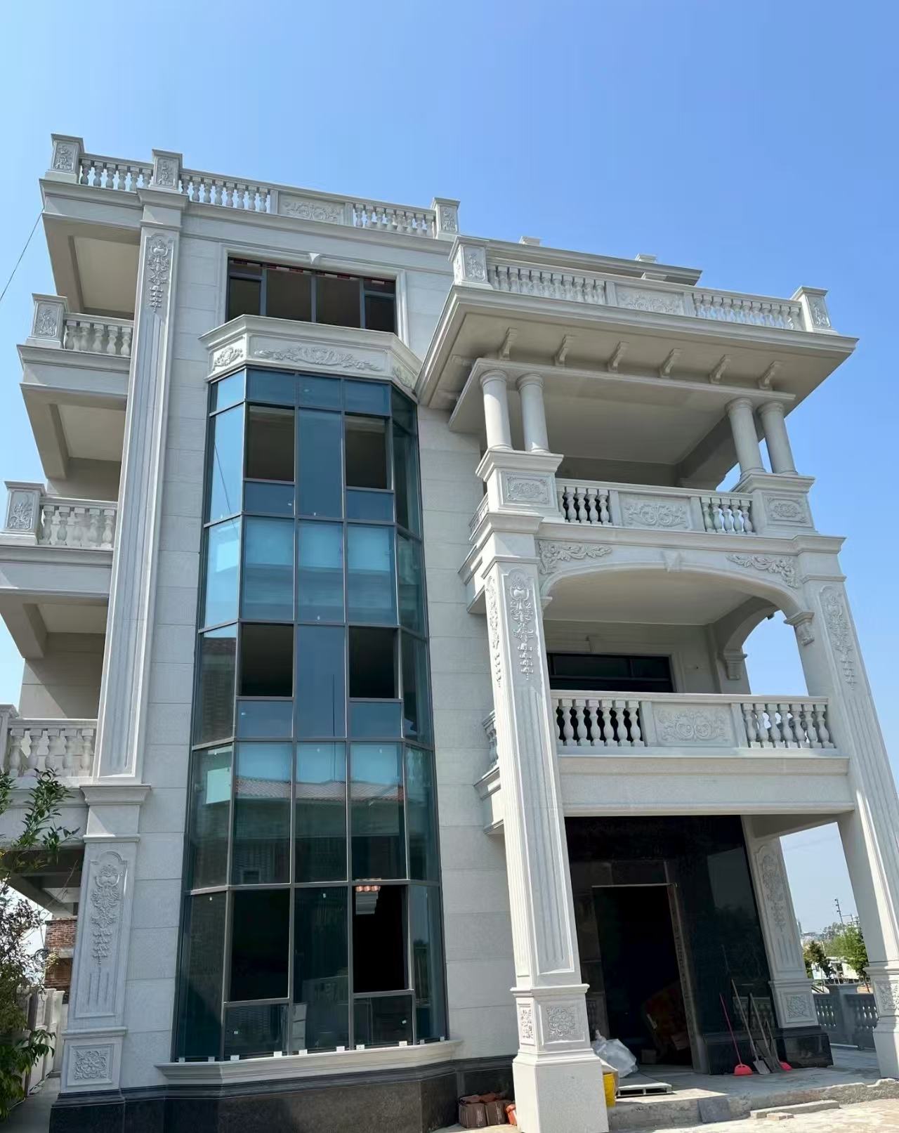 六安 白麻花岗岩别墅外墙干挂效果展示